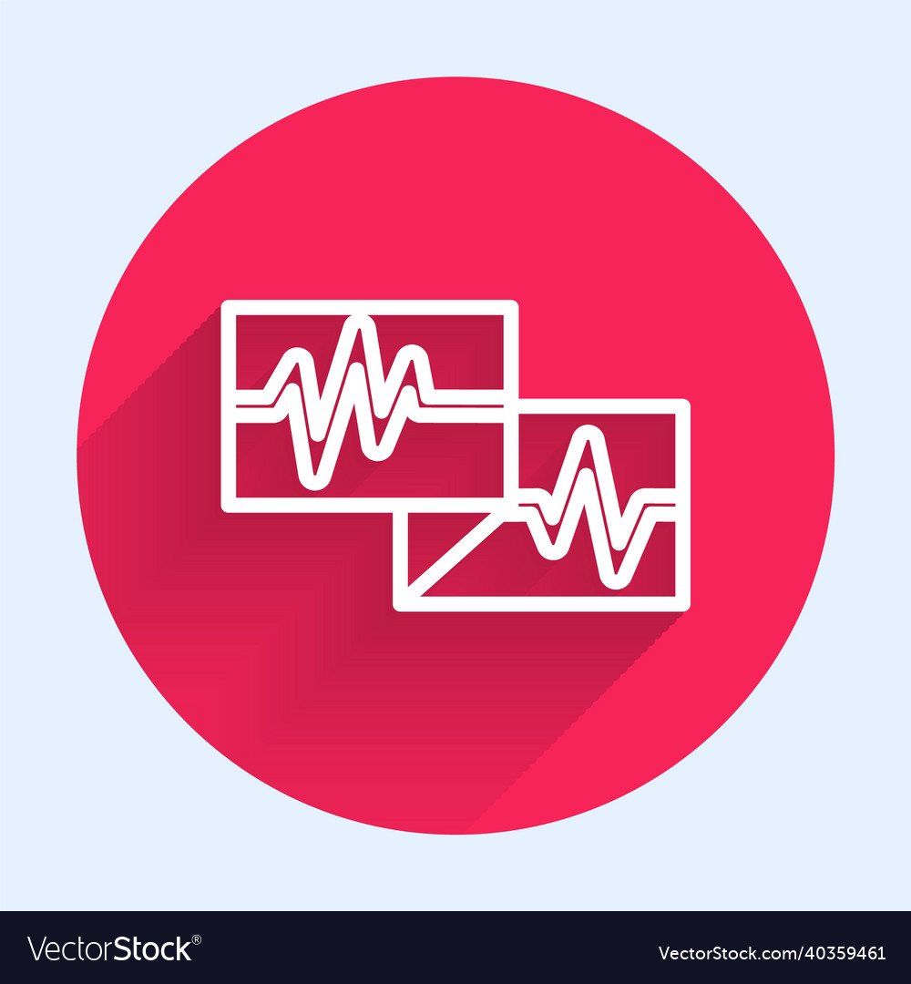 White line computer monitor with cardiogram icon vector image White line computer monitor with cardiogram icon