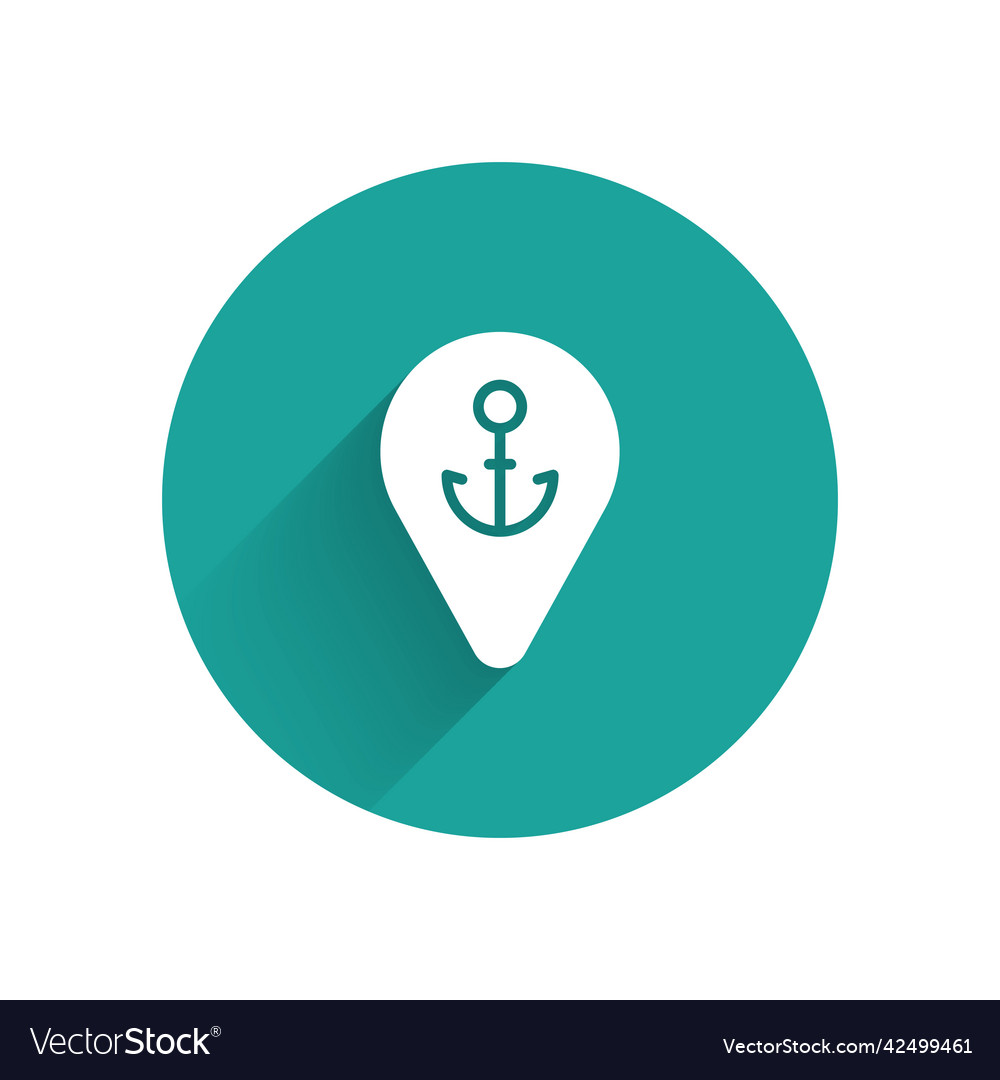 White map pointer with anchor icon isolated vector image White map pointer with anchor icon isolated