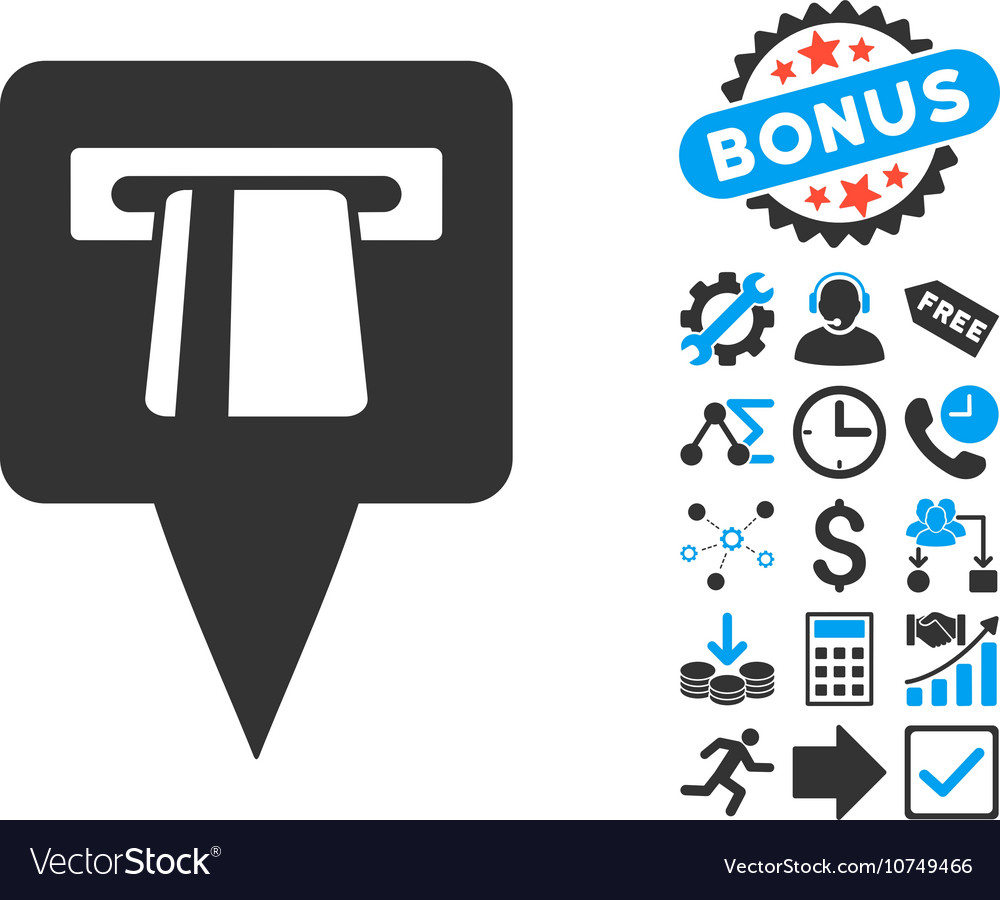 Atm pointer flat icon with bonus