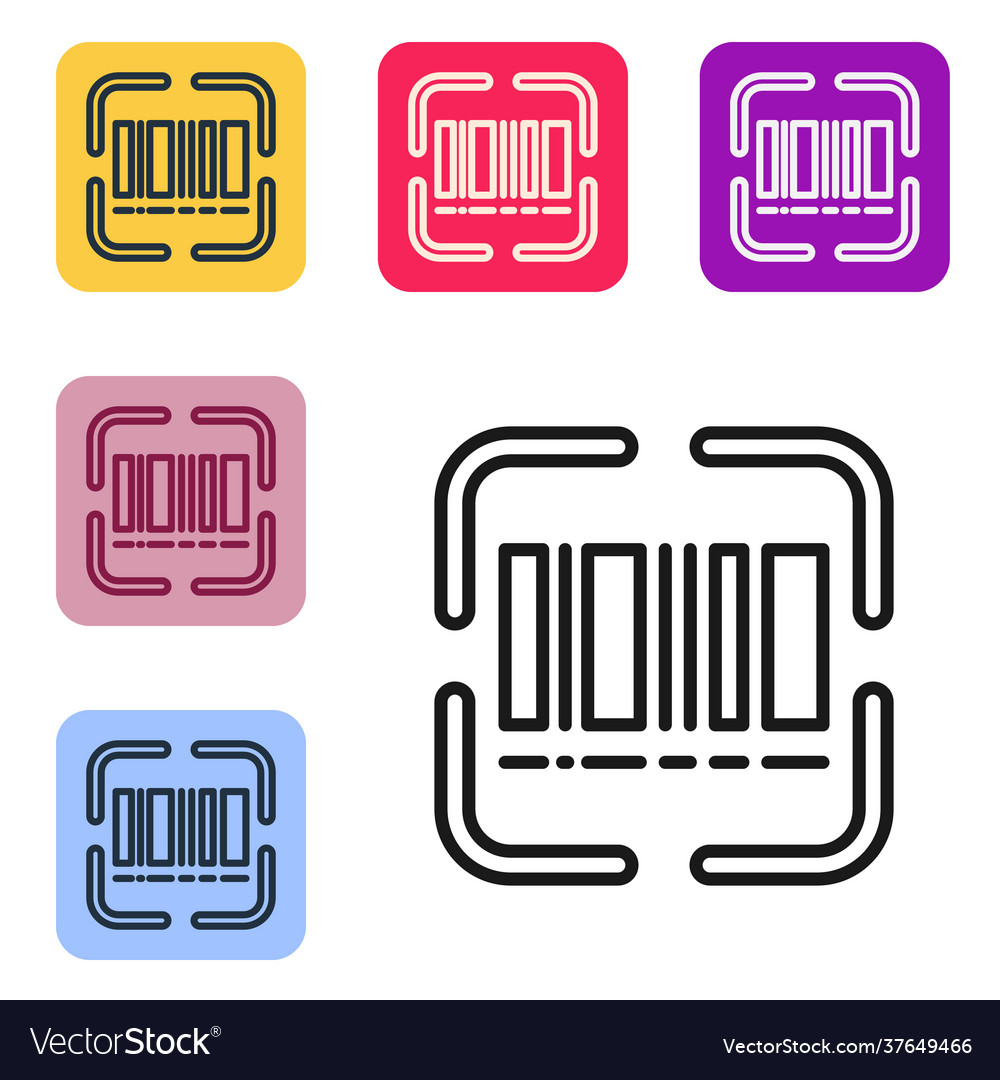 Black line scanner scanning bar code icon isolated vector image Black line scanner scanning bar code icon isolated