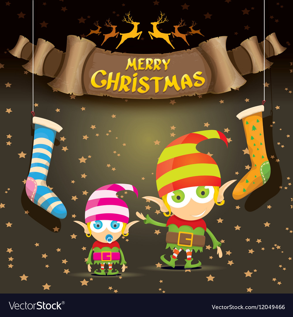 Cartoon cute merry christmas elf