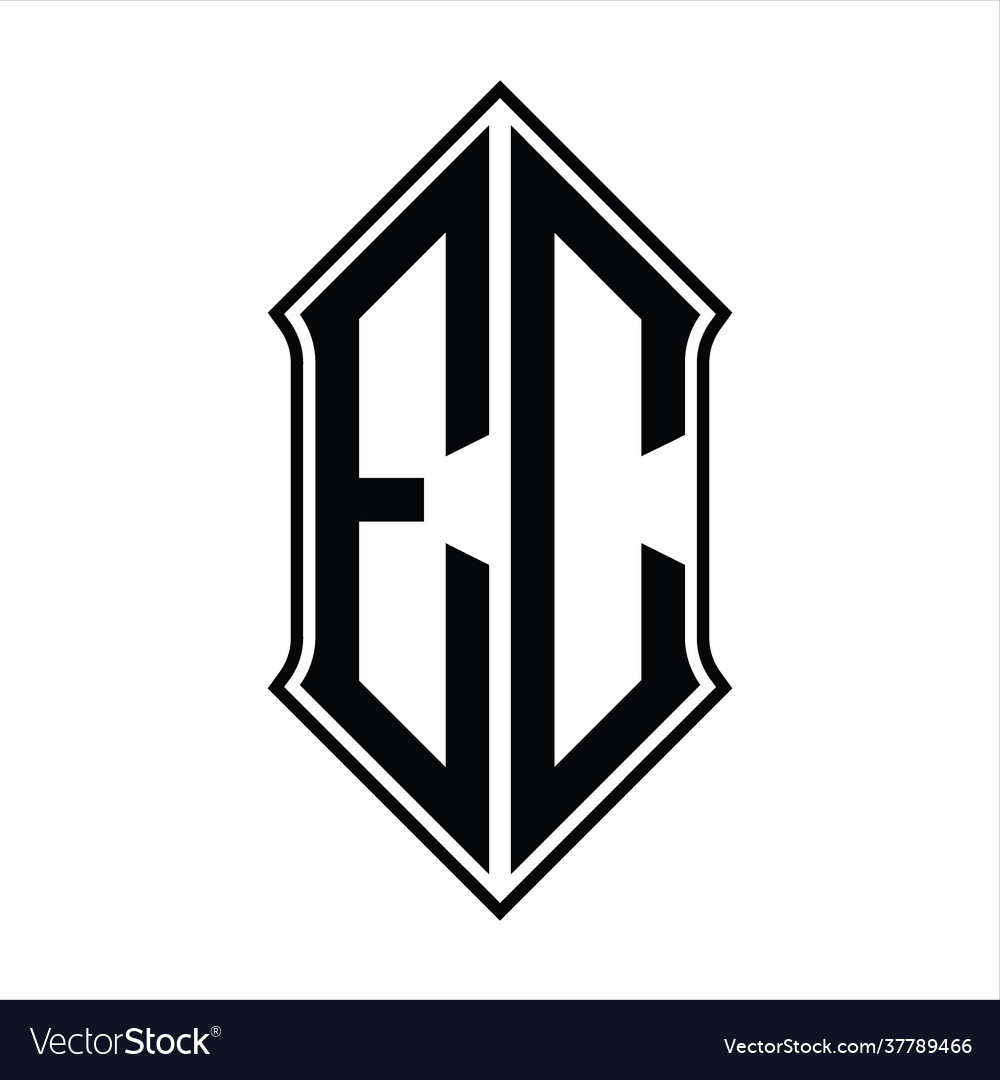 Ec logo monogram with shieldshape and outline