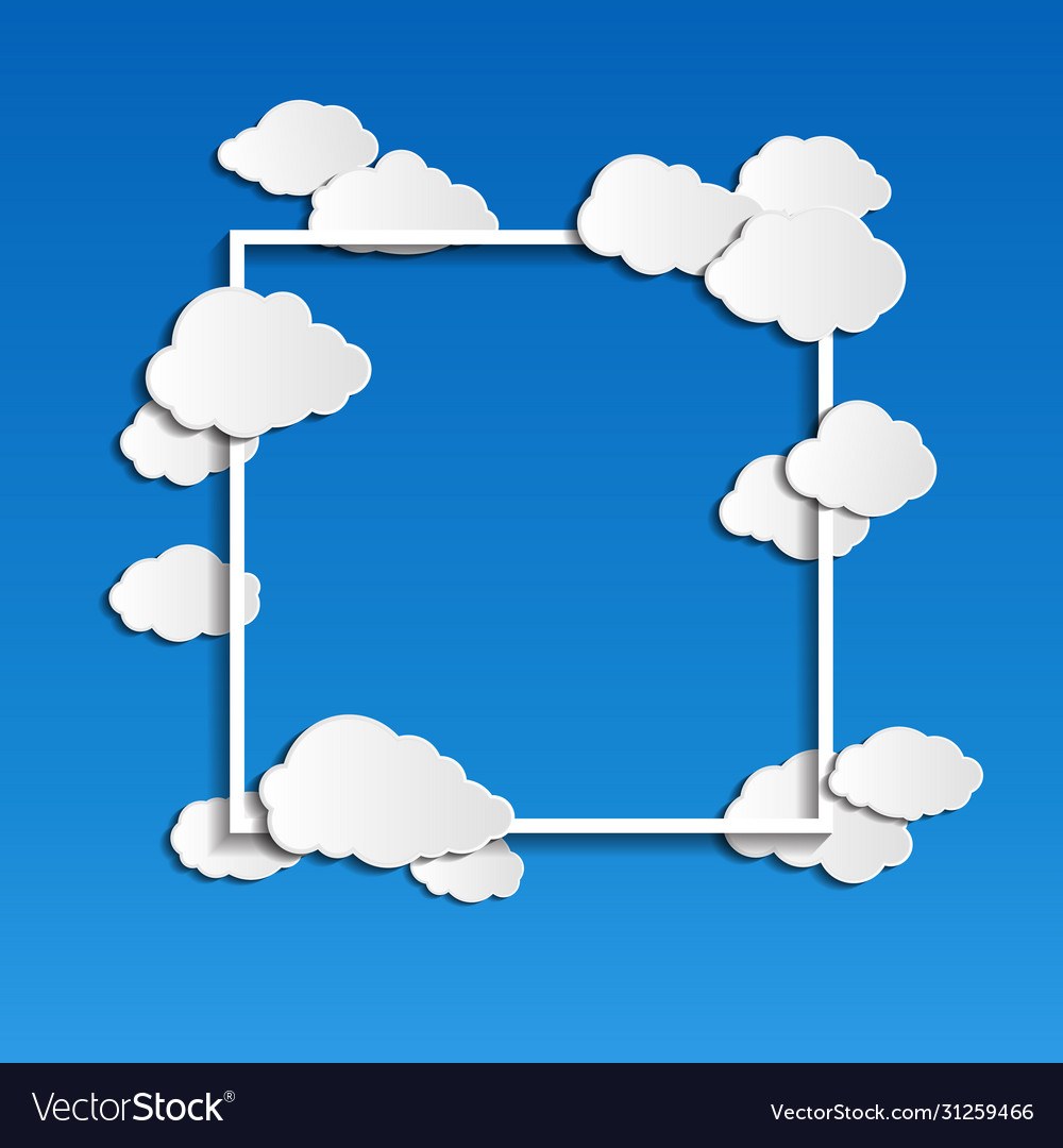 Rahmen mit Wolken auf blauem Hintergrund vector image Rahmen mit Wolken auf blauem Hintergrund