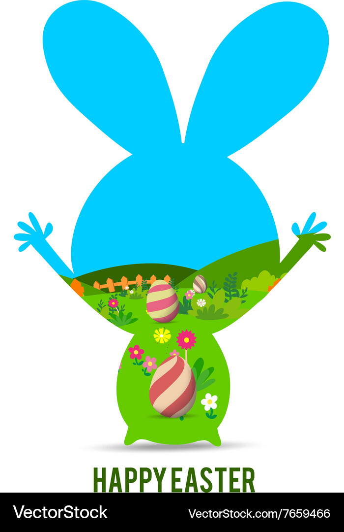 Happy easter with bunny Royalty Free Vector Image