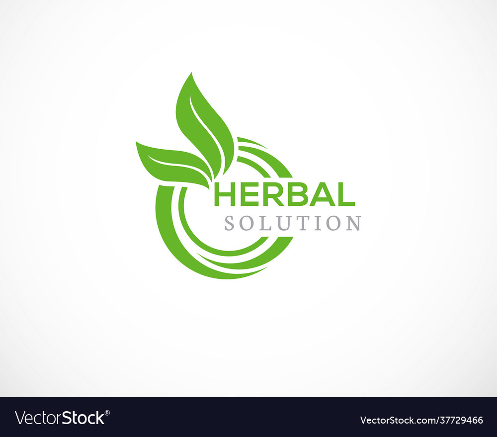 Herbal solution logo nature solution Royalty Free Vector