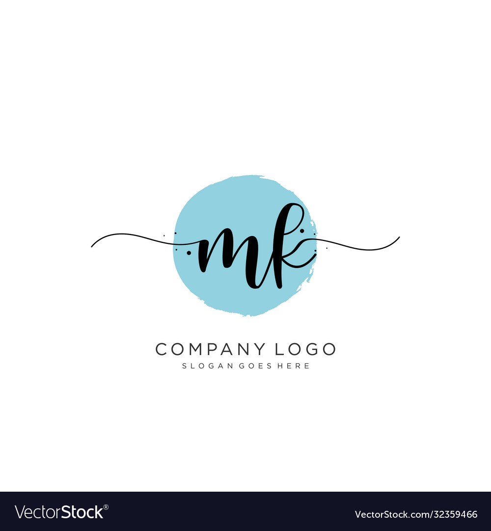 Mk initial handwriting logo design