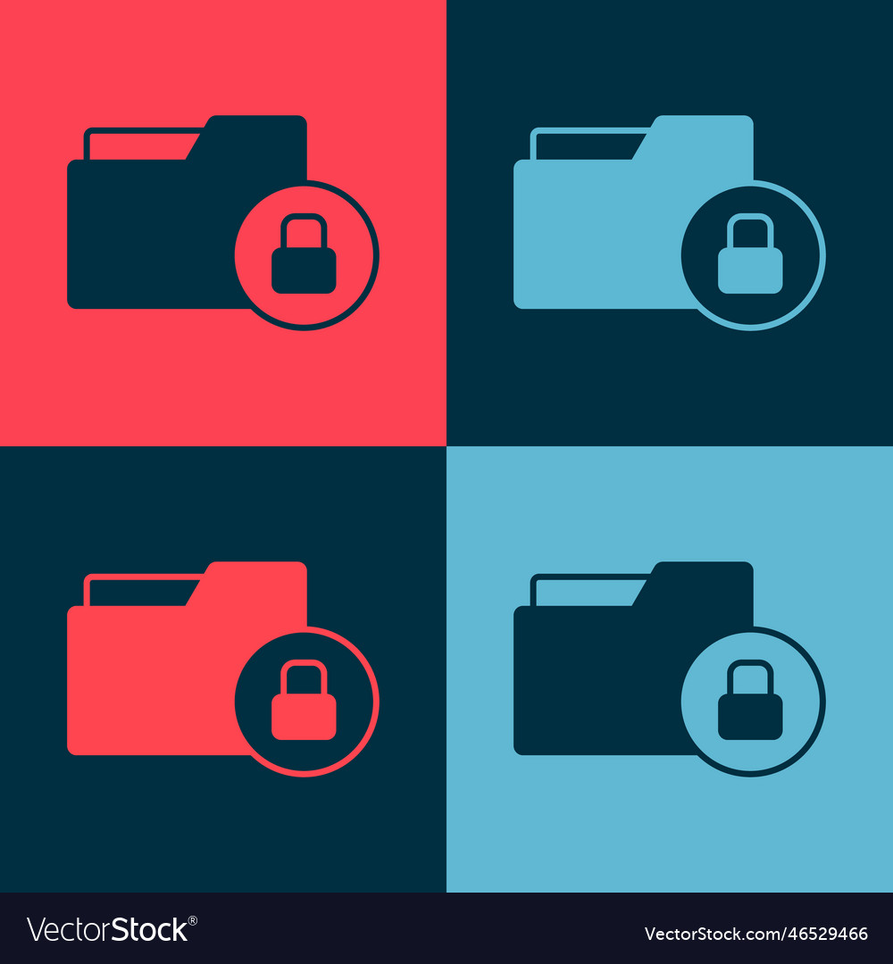 Pop art folder and lock icon isolated on color Vector Image Pop art folder and lock icon isolated on color
