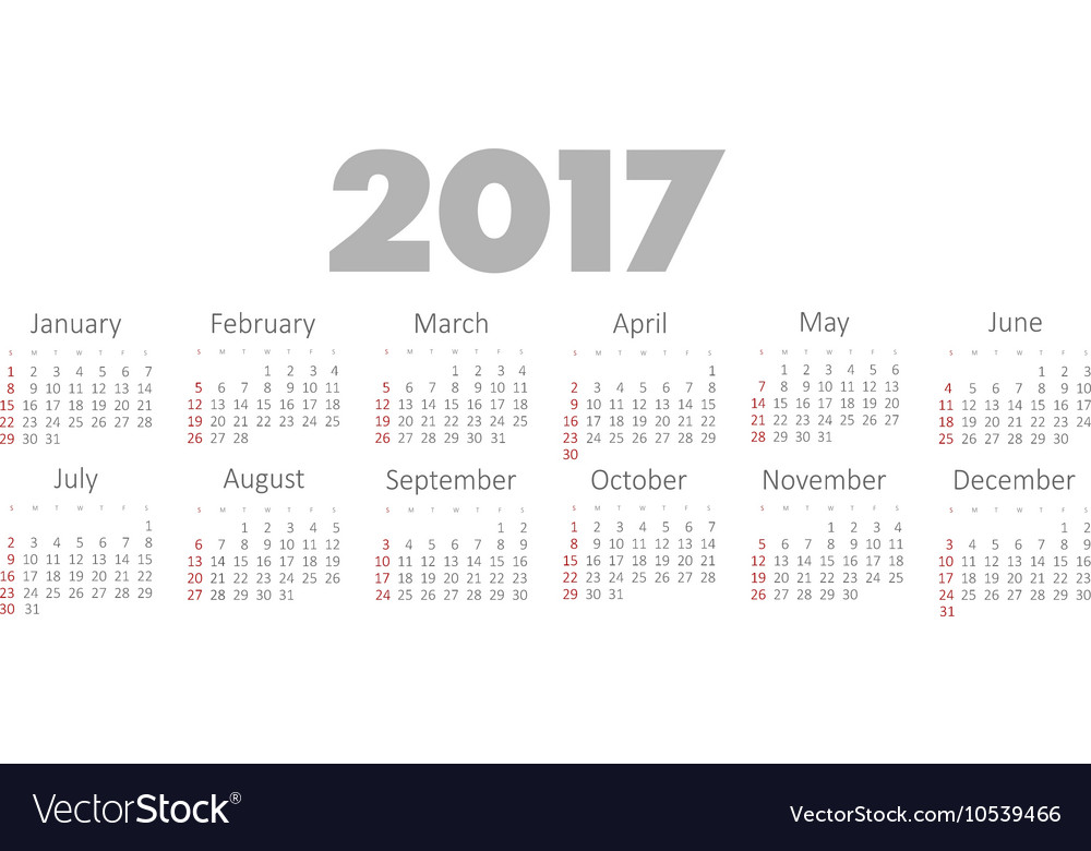 Simple 2017 year calendar