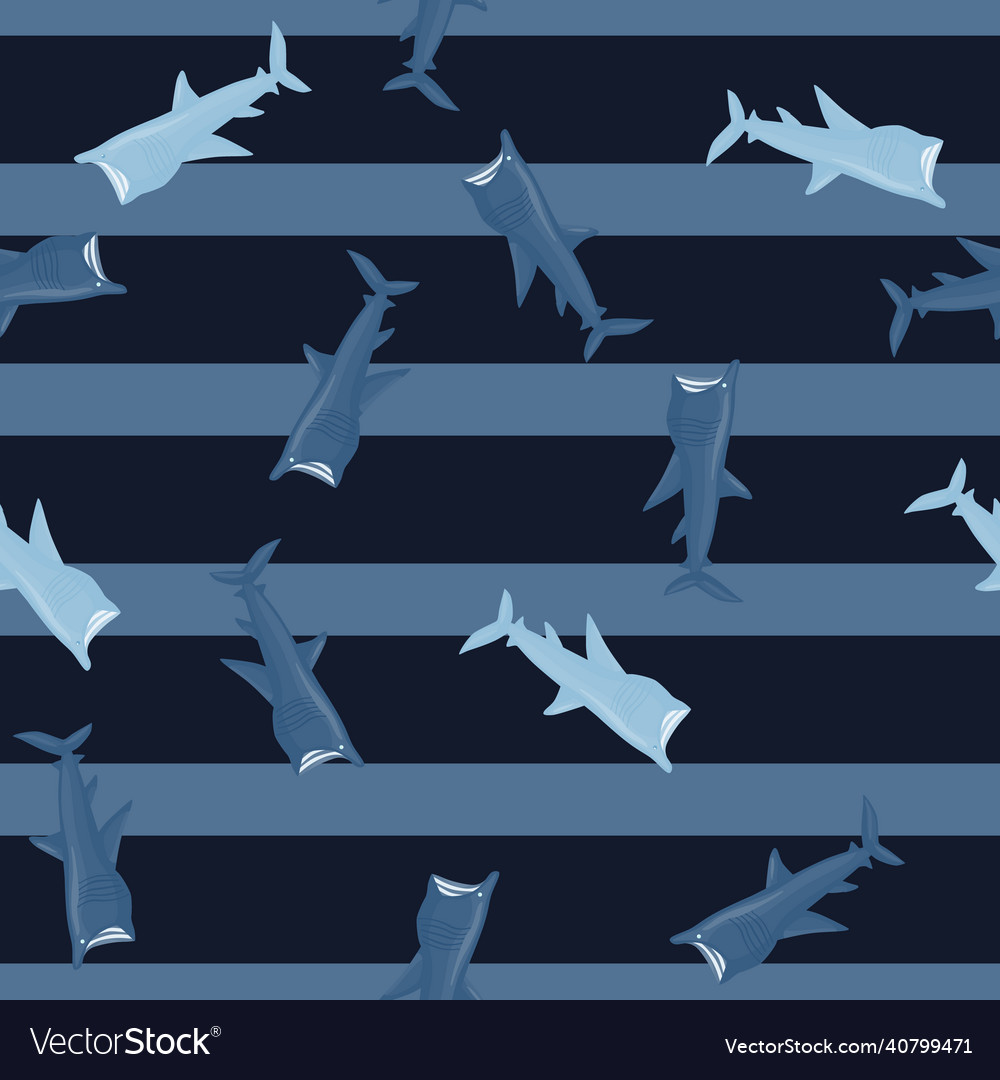Basking shark seamless pattern in scandinavian vector image Basking shark seamless pattern in scandinavian