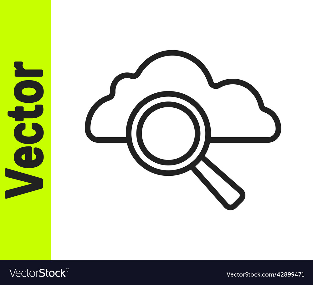 Black line search cloud computing icon isolated vector image Black line search cloud computing icon isolated