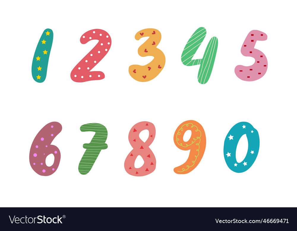 Bright multi-colored numbers in the style