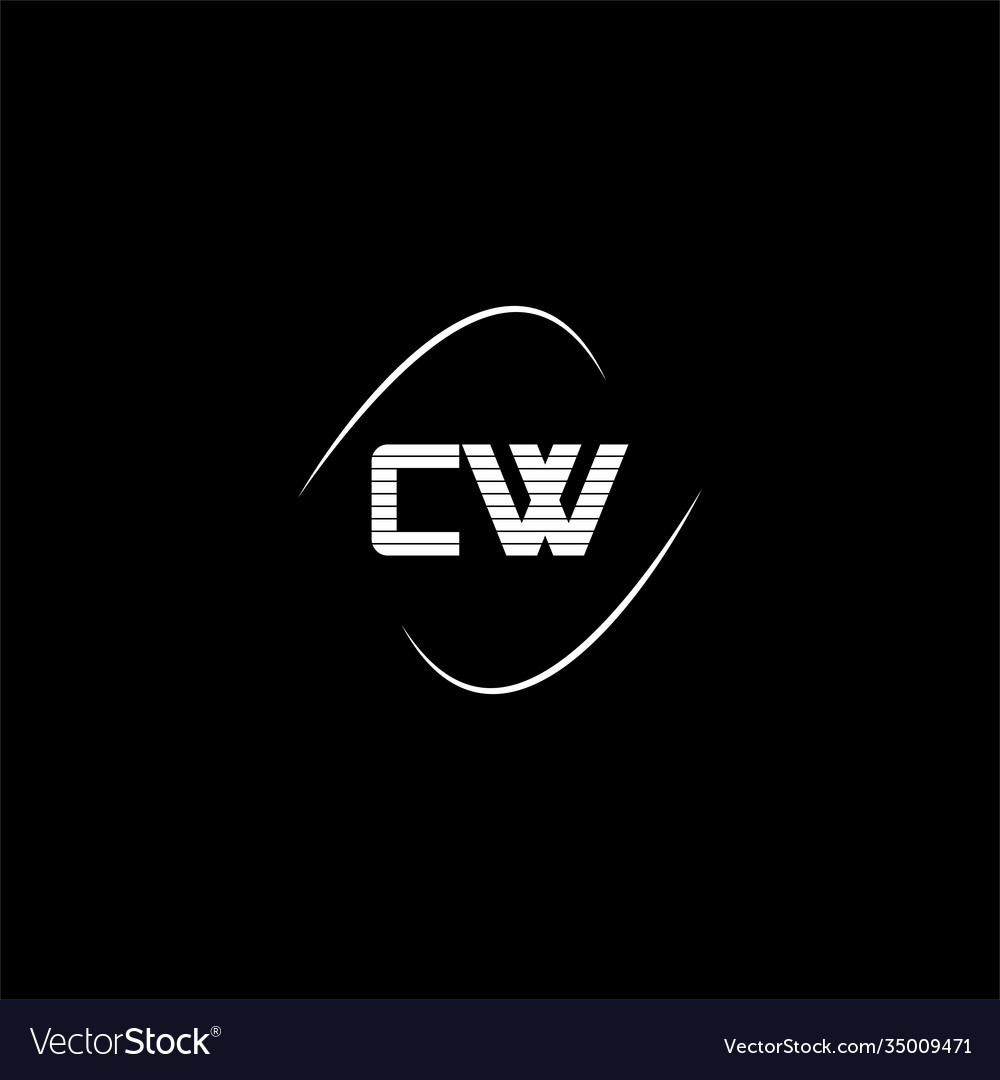 C w letter logo abstract design on black color