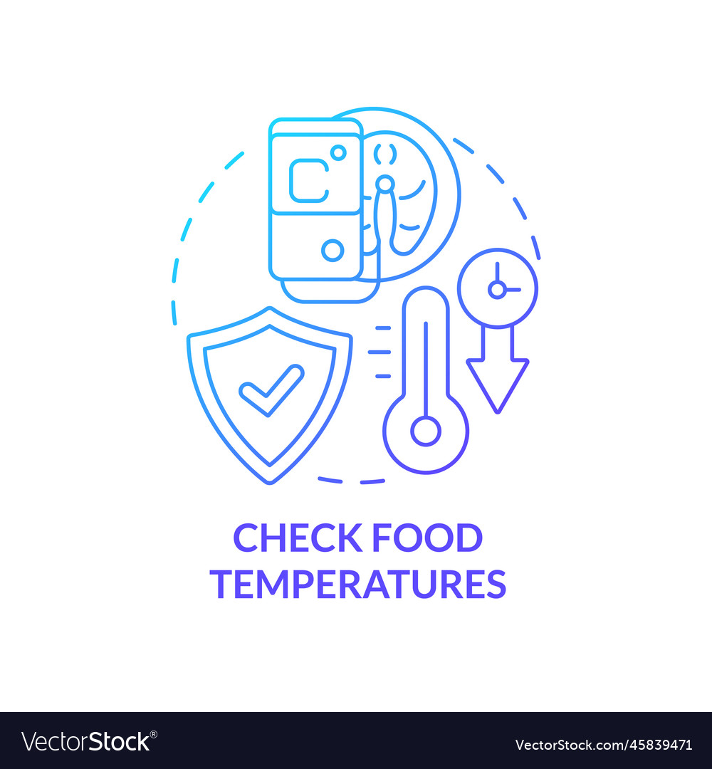 Check food temperatures blue gradient concept icon