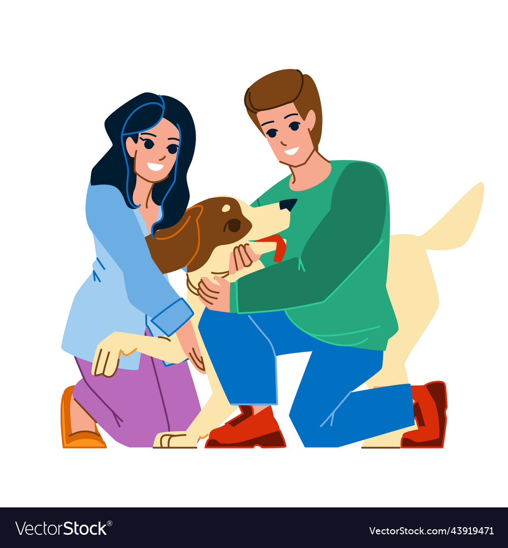 Couple with dog Royalty Free Vector Image - VectorStock