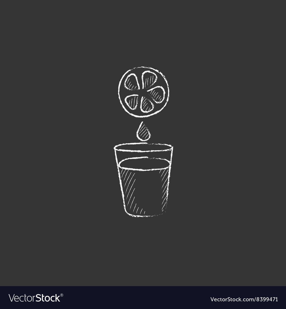 Glass of juice drawn in chalk icon