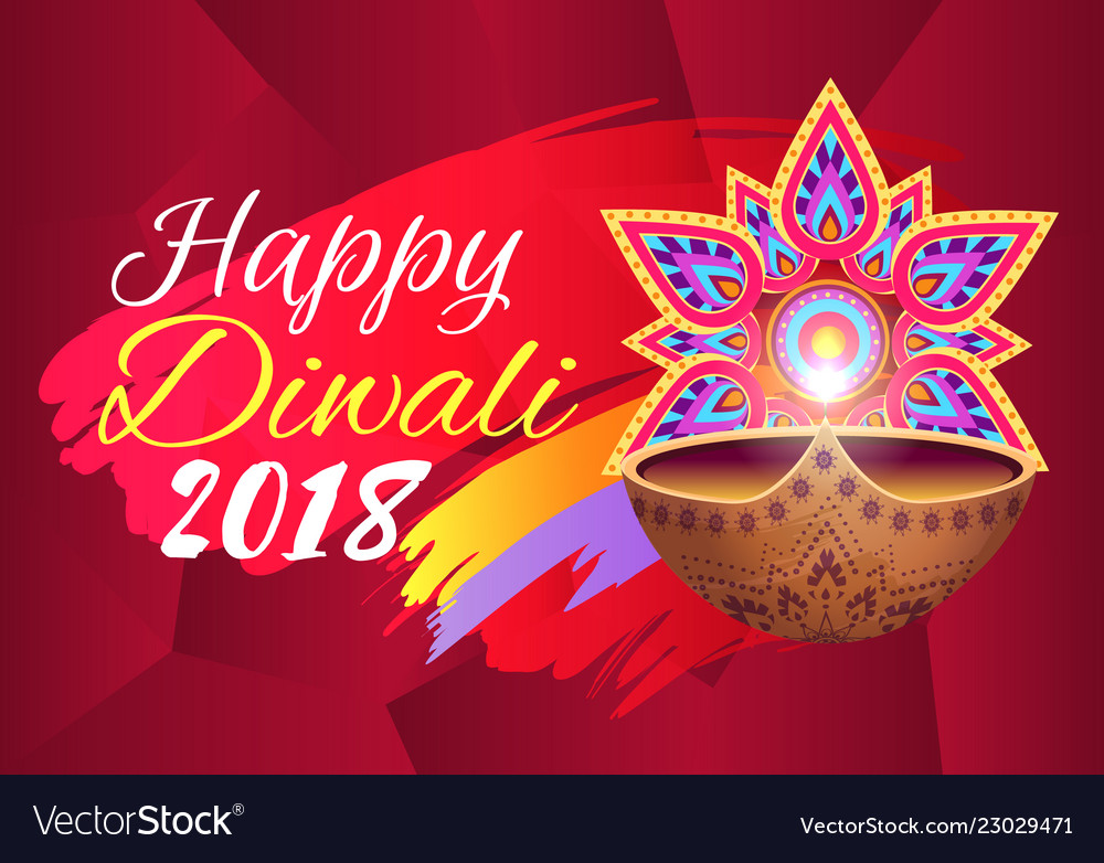 Happy Diwali Festival Lights Bright Poster Vector Image