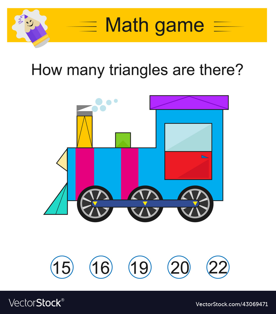 How many triangles are there math game for kds vector image How many triangles are there math game for kds