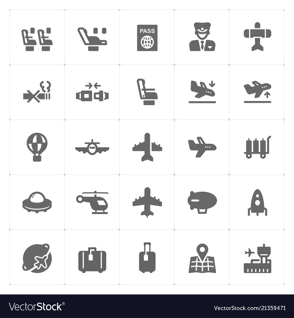 Icon set - Flugzeug und Flughafen gefüllt