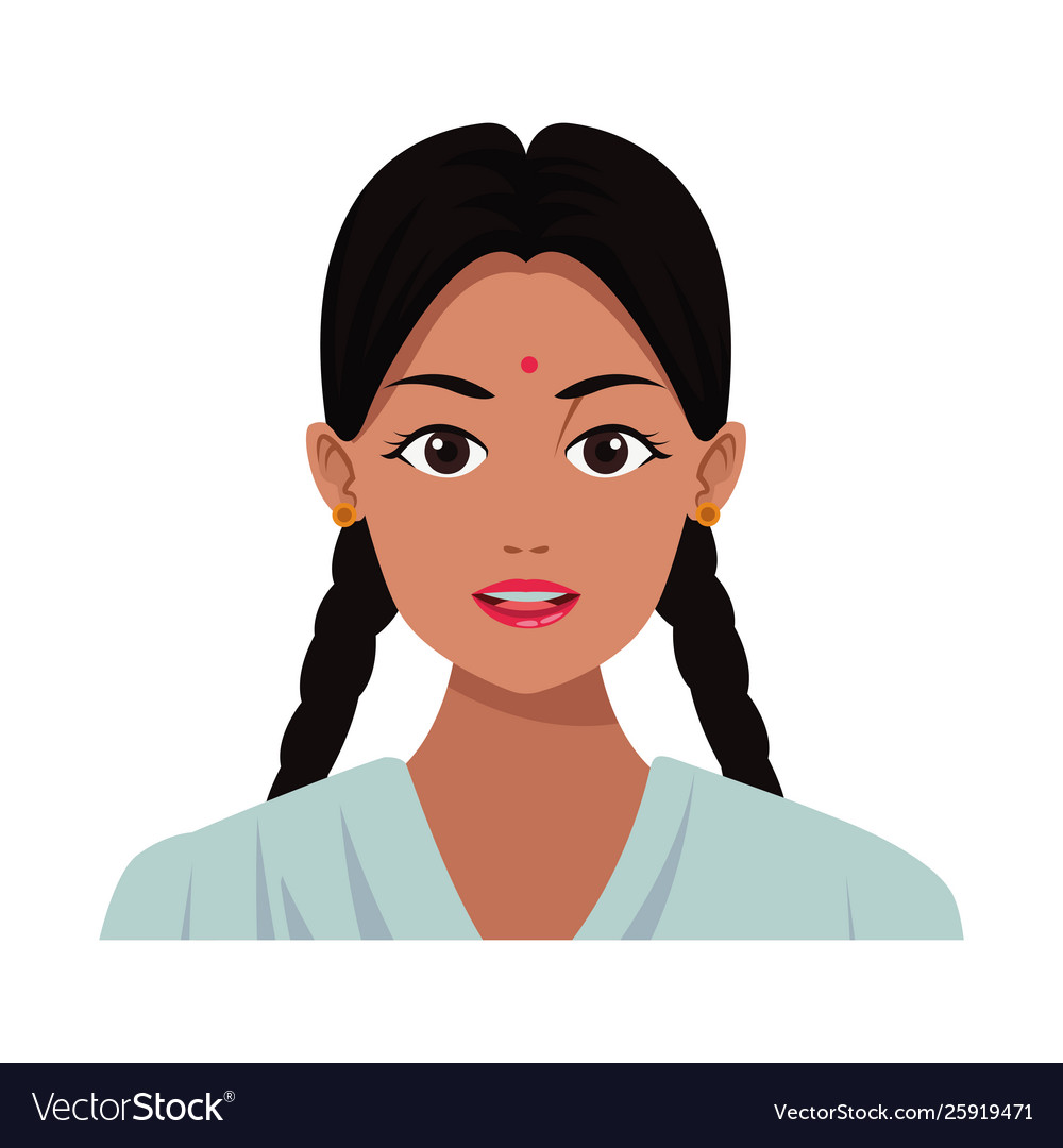 Indian girl face avatar cartoon