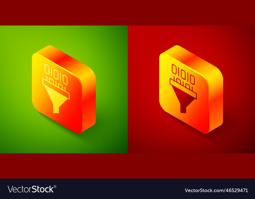 Isometric binary code icon isolated on green Vector Image Isometric binary code icon isolated on green
