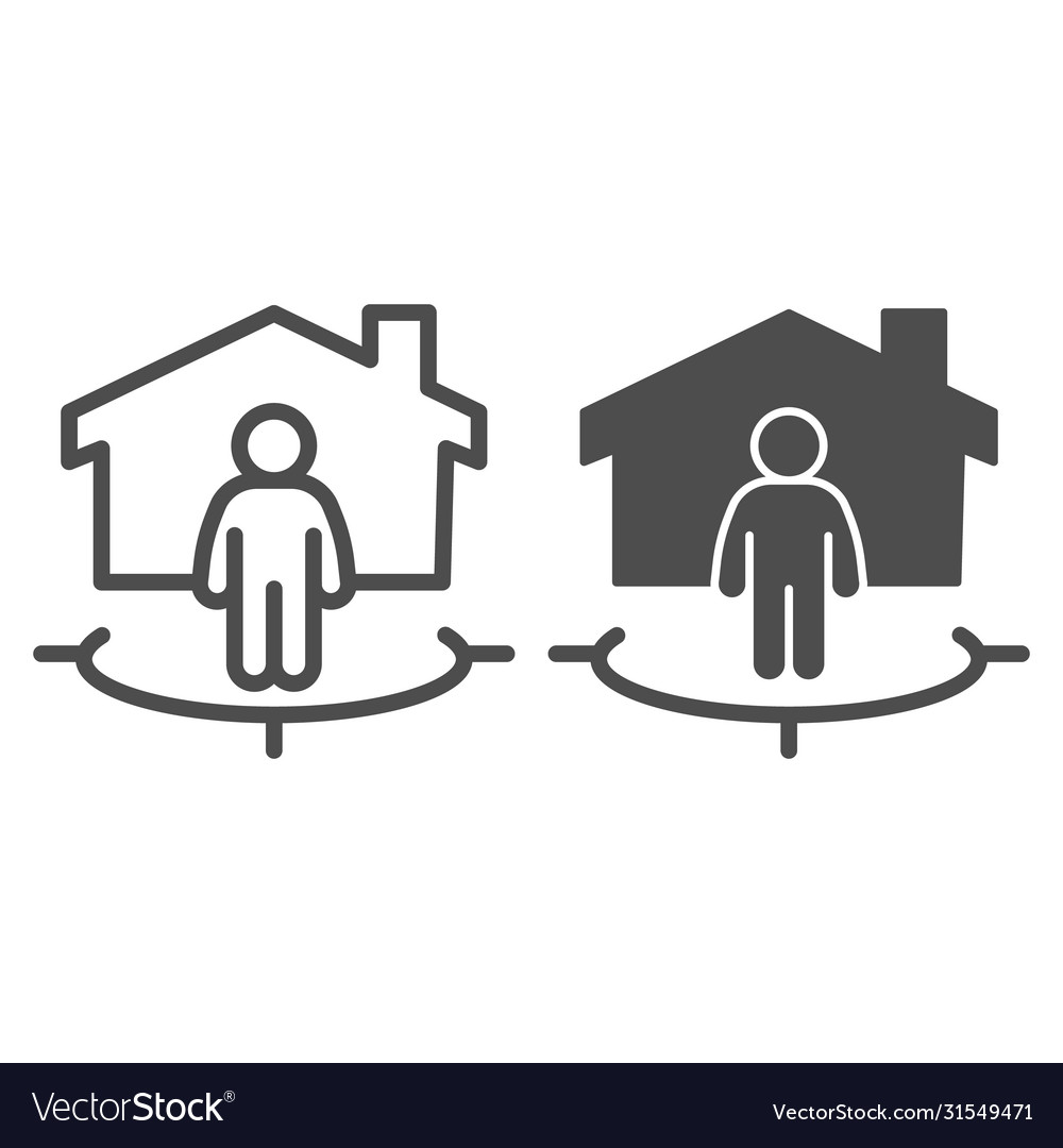 Man with building and connection area line Vector Image Man with building and connection area line