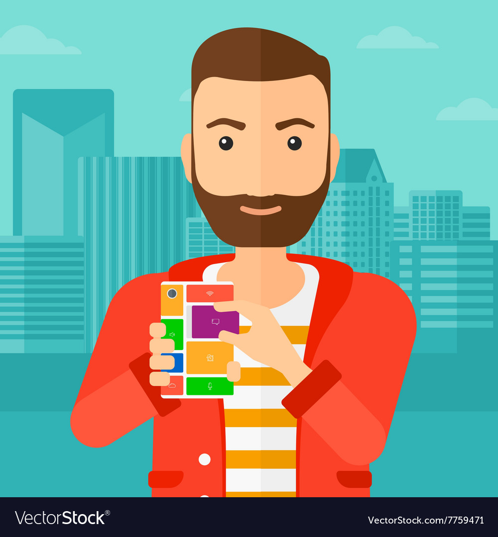 Man with modular phone