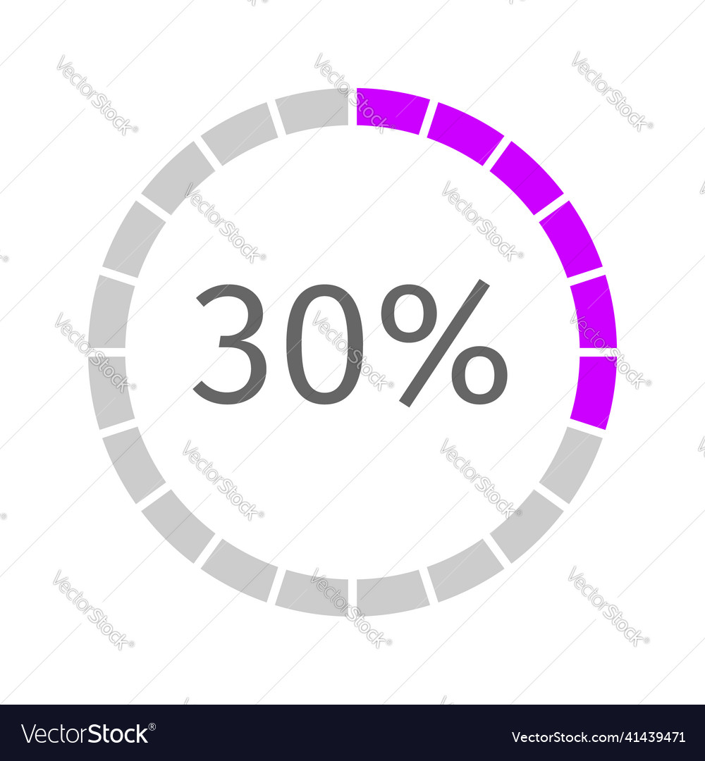 Round loading bar with 30 percent filled interface vector image Round loading bar with 30 percent filled interface