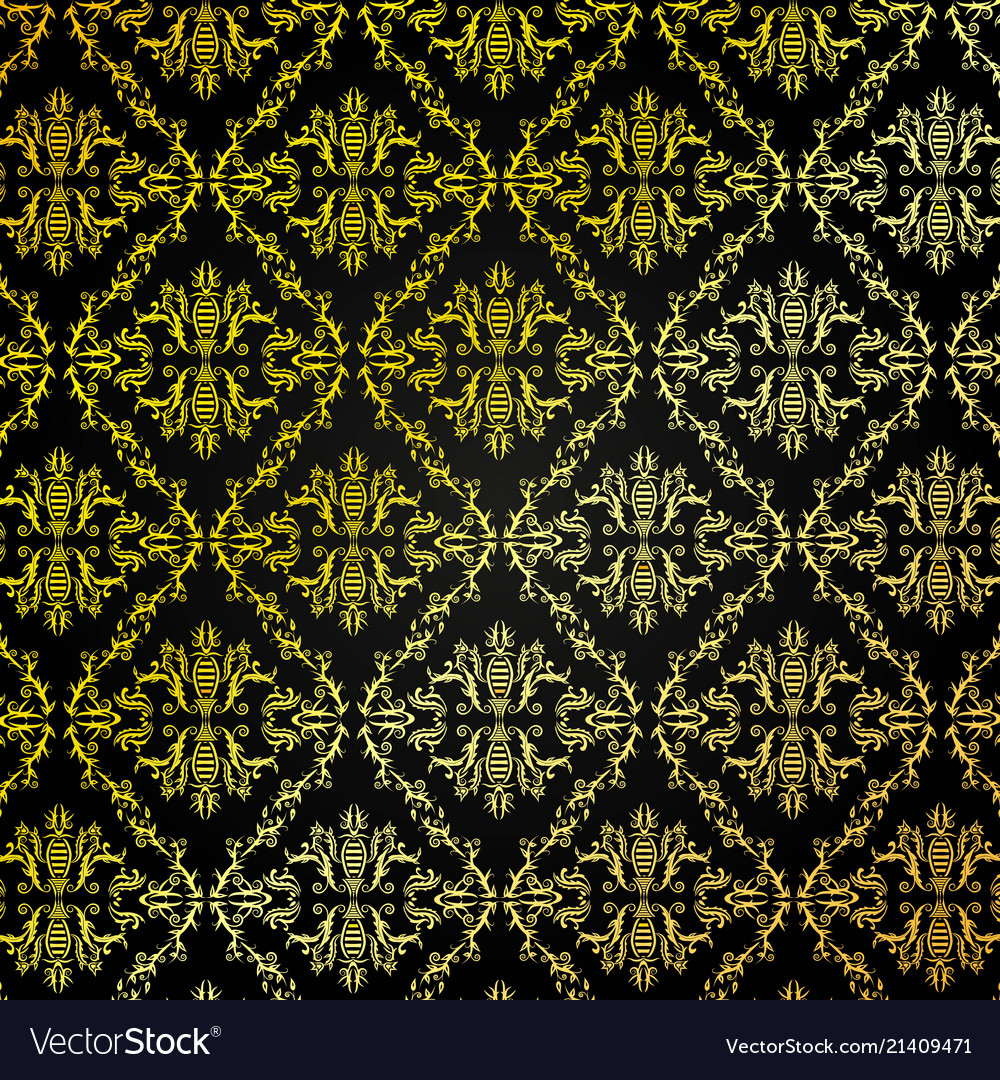 seamless golden damask pattern background vector image gold damask background