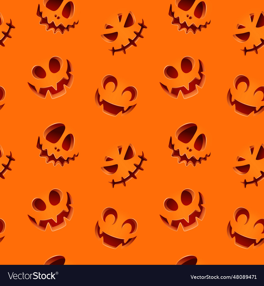 Seamless pattern with orange background and carved
