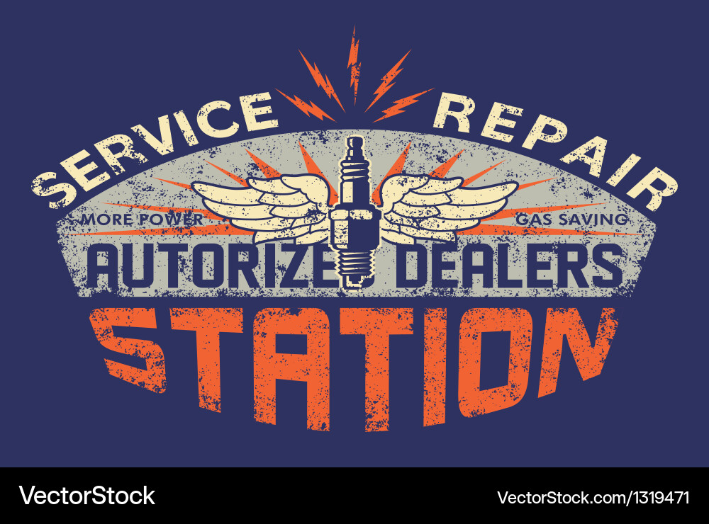 Service station vintage sign board Royalty Free Vector Image
