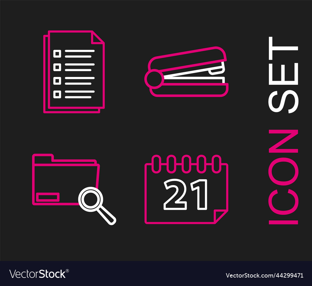 Set line calendar search concept with folder