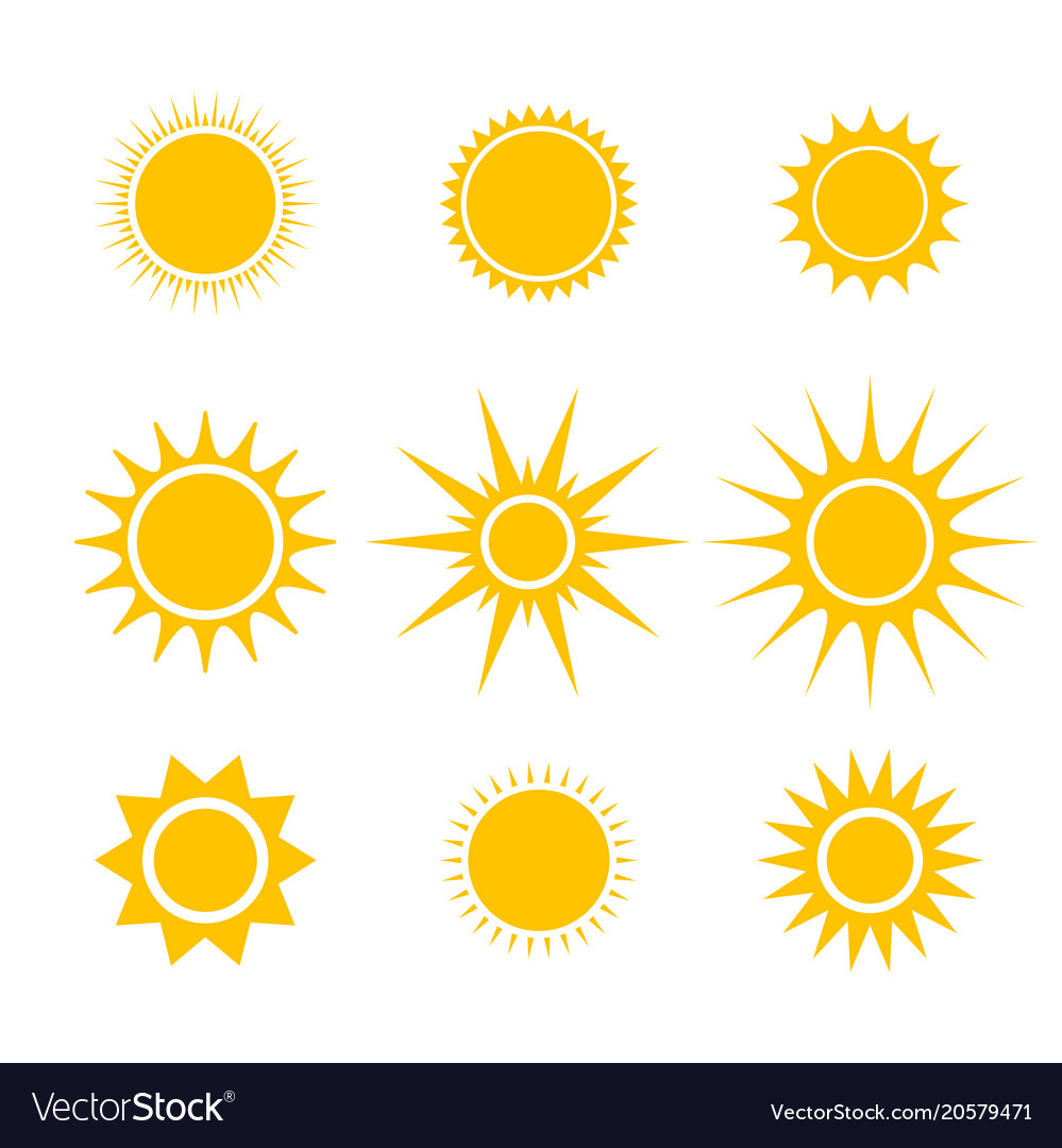 Sun or star cartoon icons emoji emoticons Vector Image