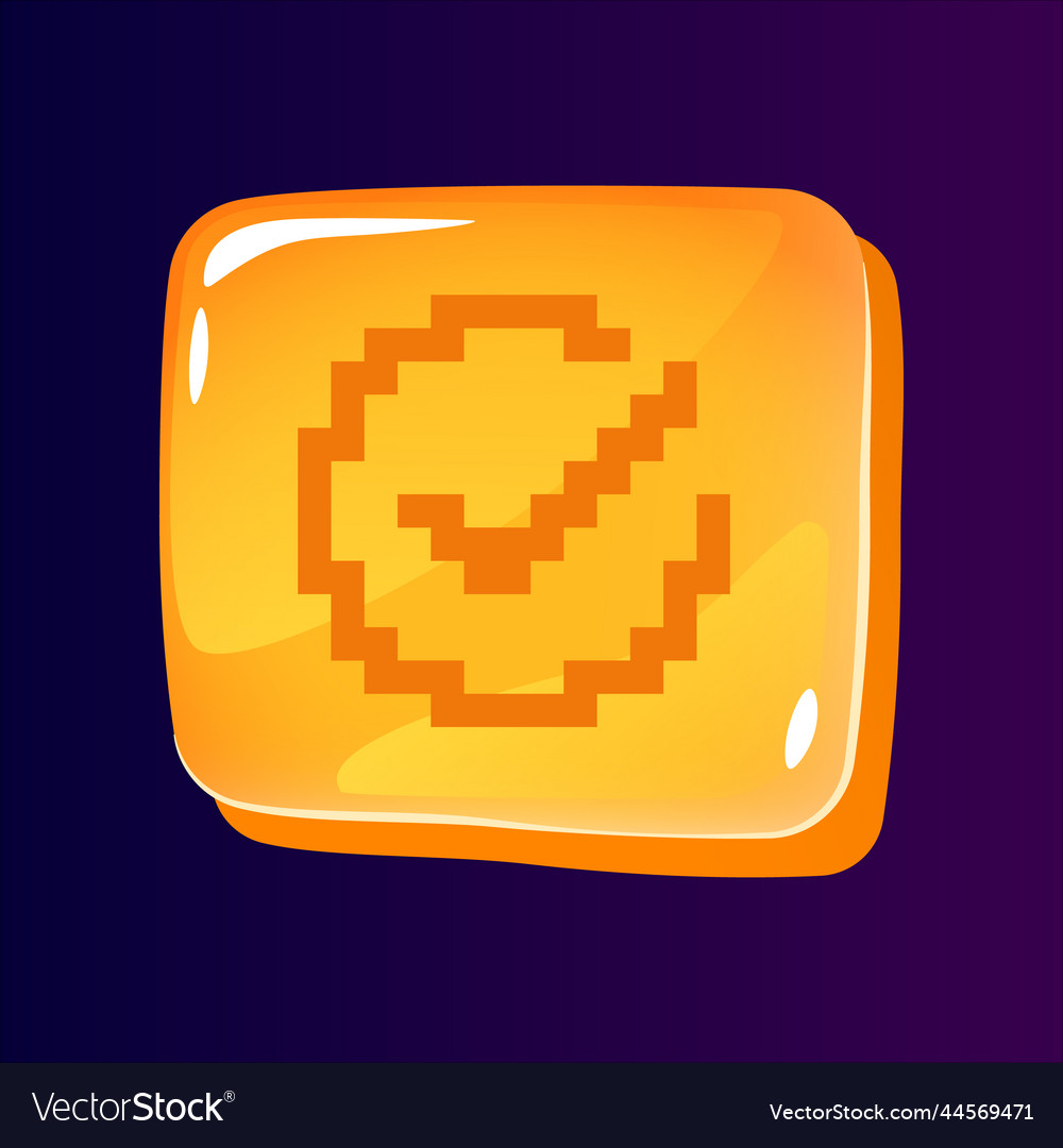 Tick in circle glossy ui button with pixelated vector image Tick in circle glossy ui button with pixelated
