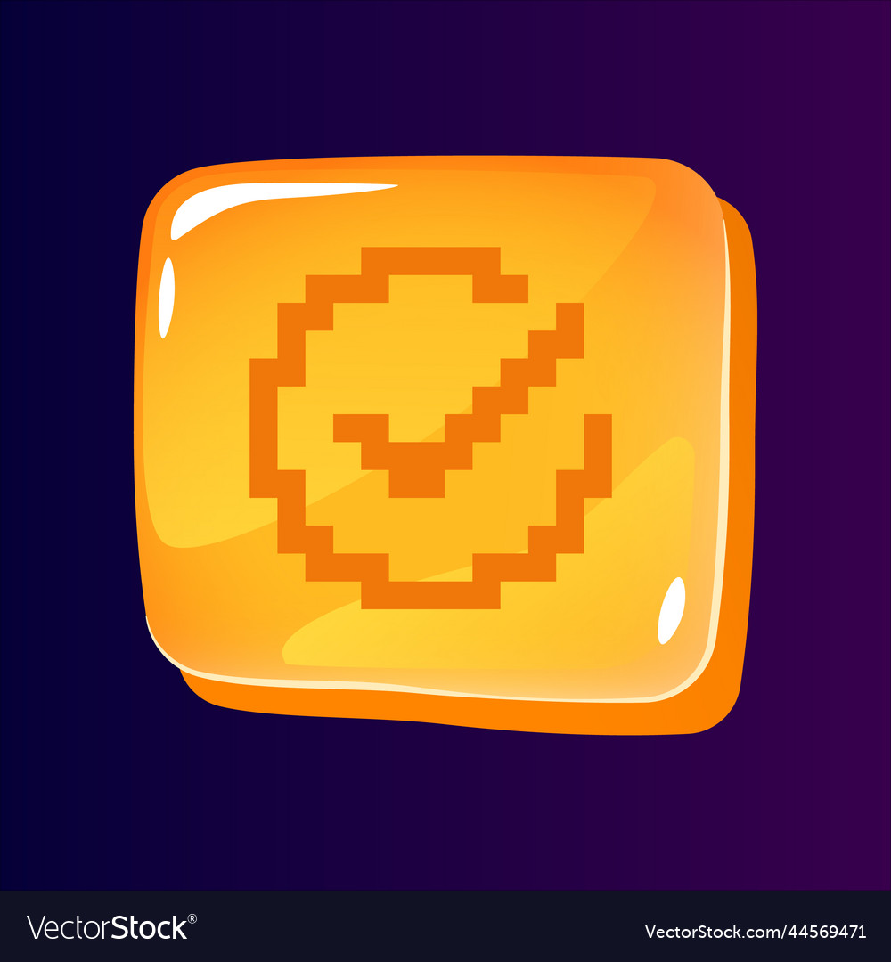 Tick in circle glossy ui button with pixelated