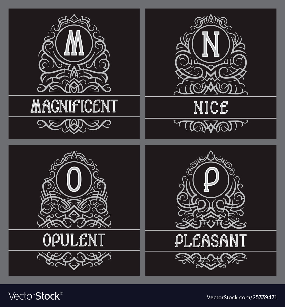 Vintage monograms set for label design m n o p