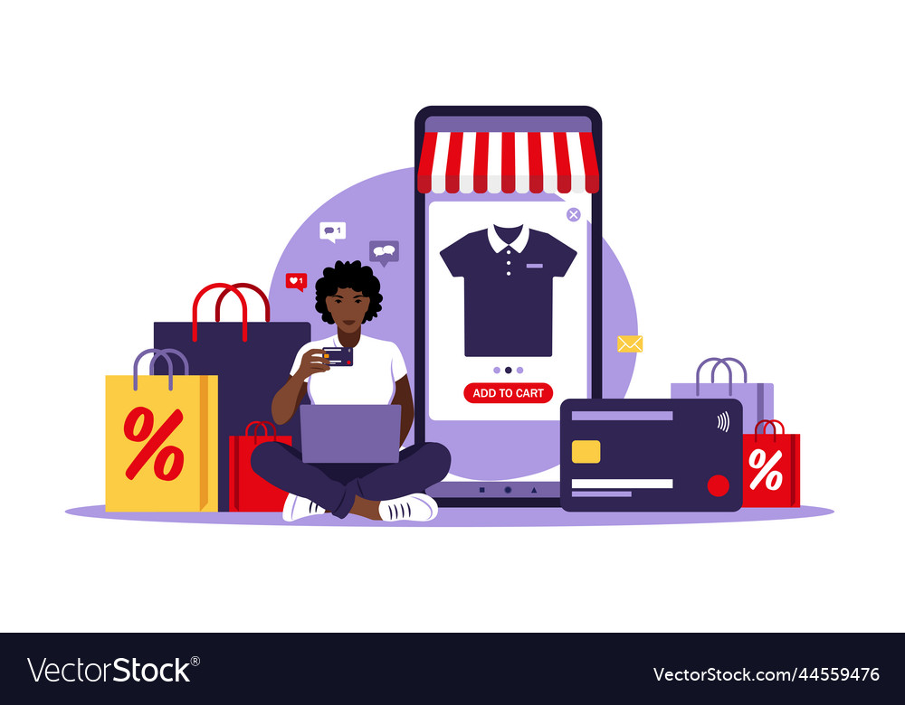 African woman online shopping black friday pay