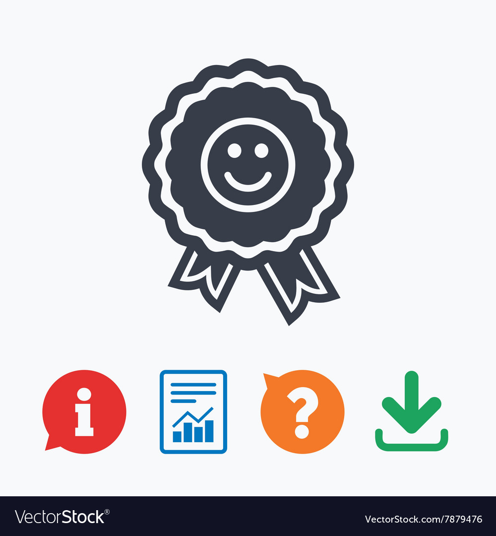 Award smile icon happy face symbol Royalty Free Vector Image