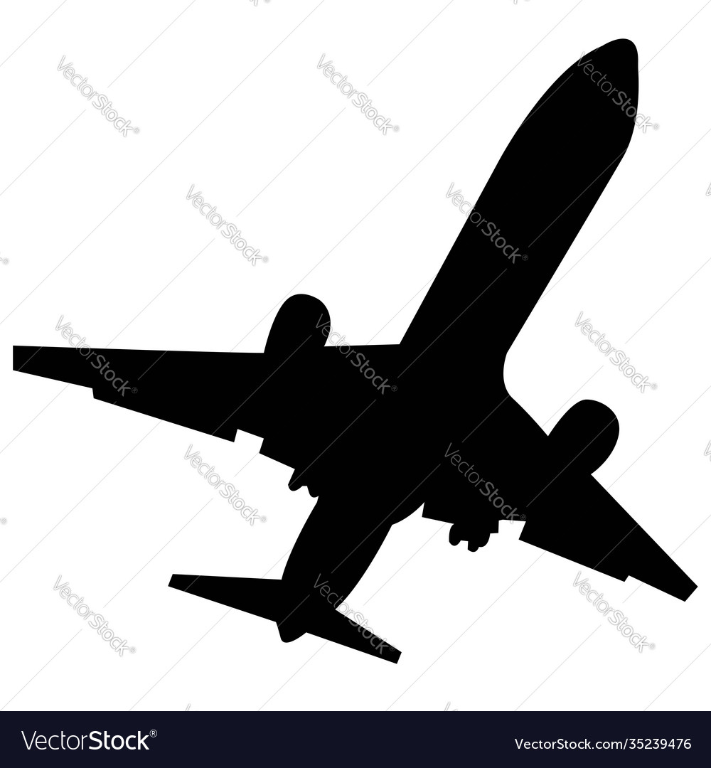 Black silhouette a passenger airplane