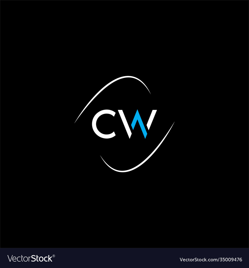 C w letter logo abstract design on black color