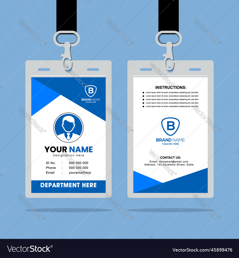 Clean and simple id card design template vector image Clean and simple id card design template