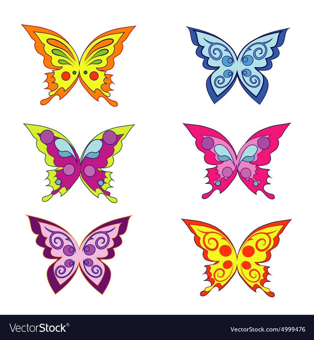 Collection of Colorful Butterflies