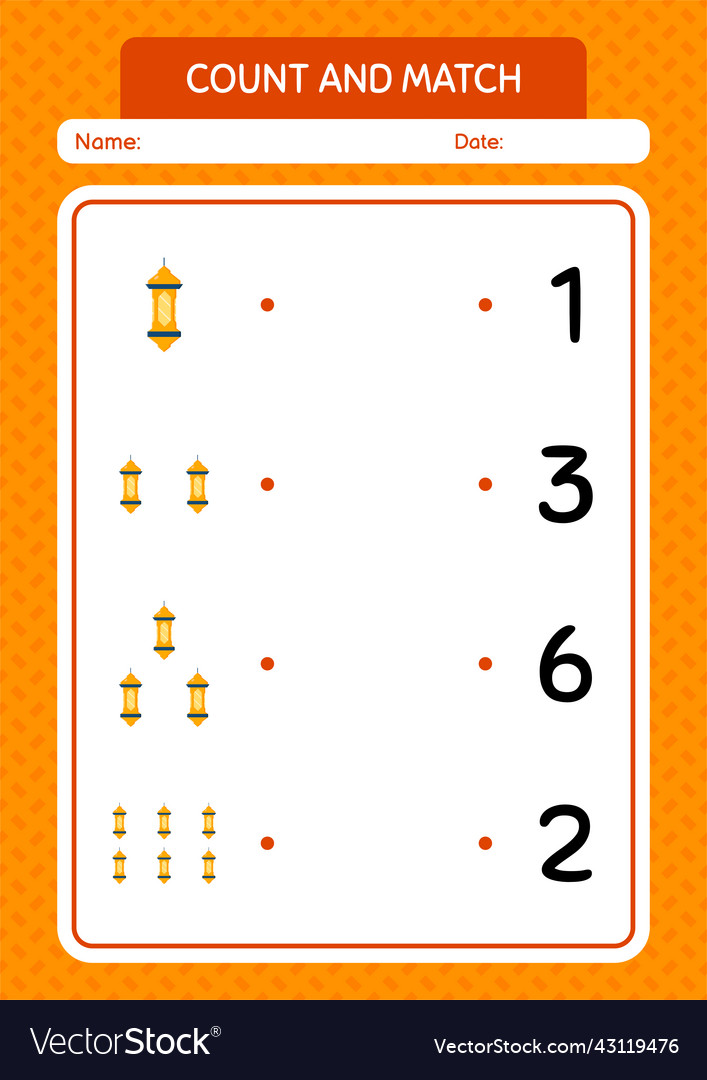 Count and match game with arabic lantern Vector Image Count and match game with arabic lantern