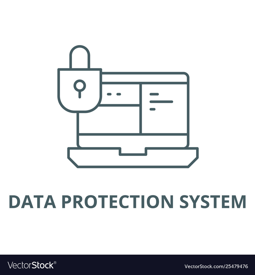 Data protection system line icon linear