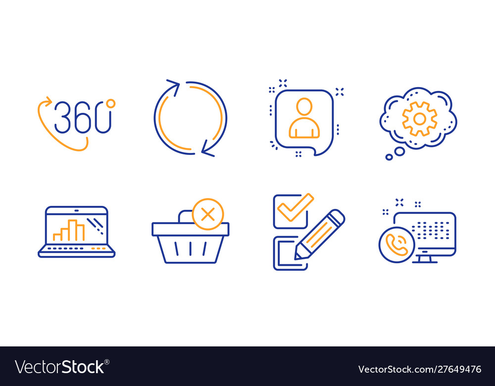 Delete purchase refresh and graph laptop icons vector image Delete purchase refresh and graph laptop icons