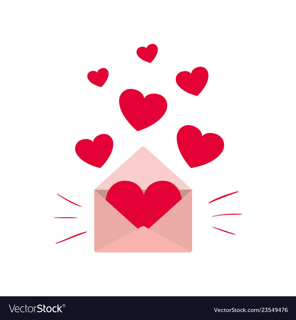 Envelope of letter with heart isolated icon