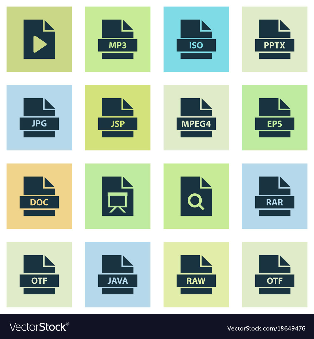 File Icons Set With Jsp Organize Otf And Other Vector Image