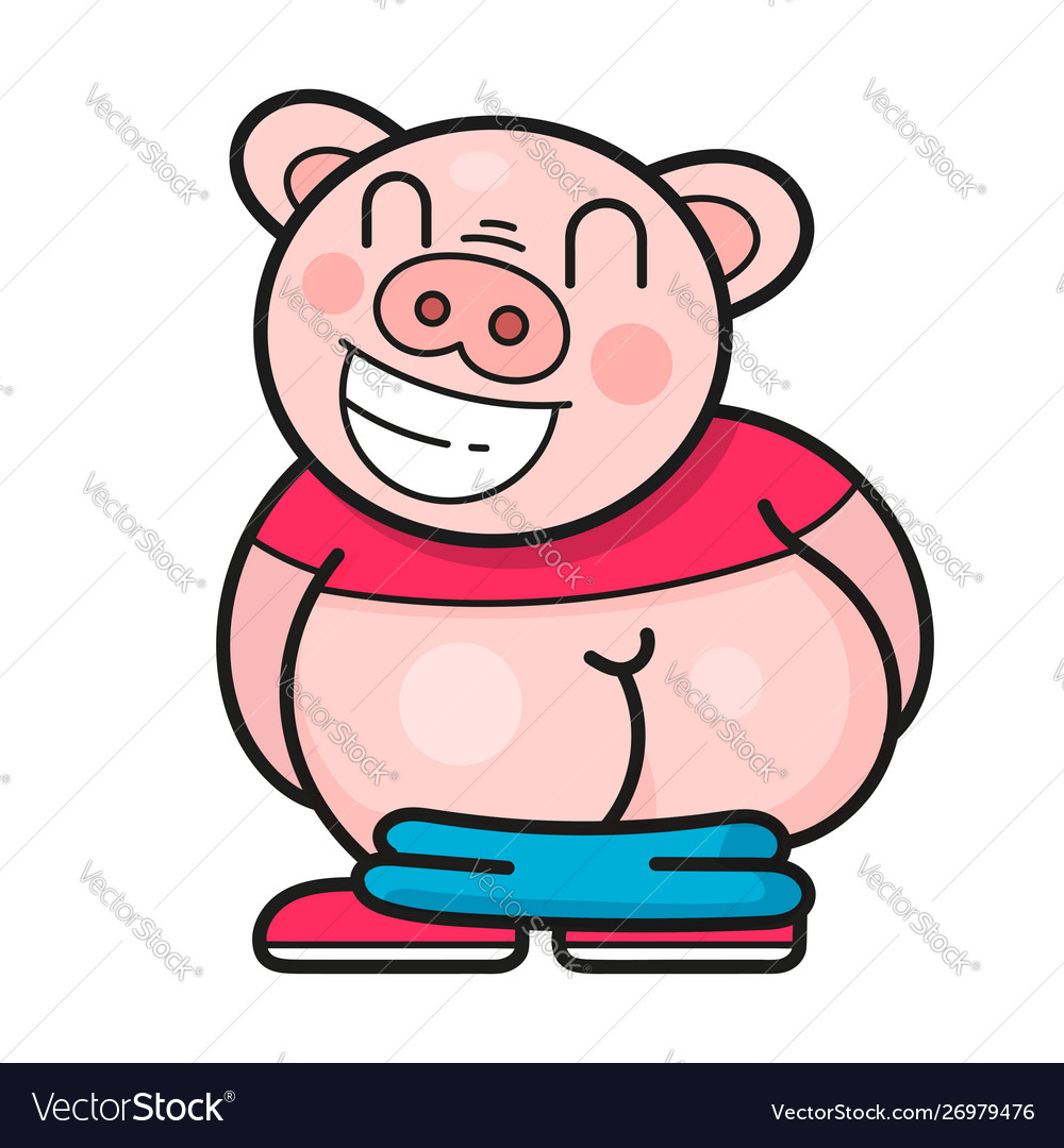 Funny pig laughs at a good joke vector image Funny pig laughs at a good joke