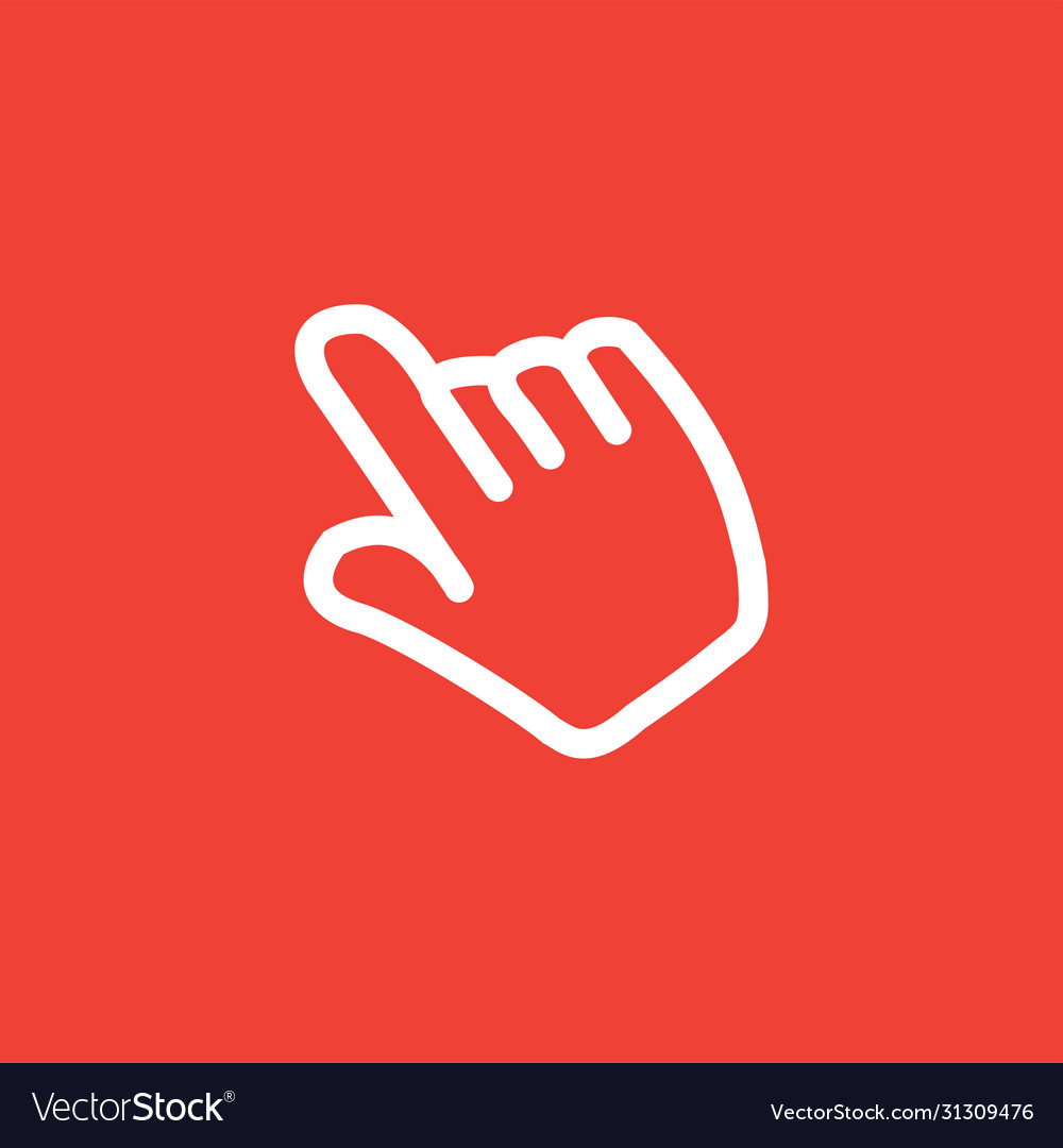 Hand icon on red background flat style