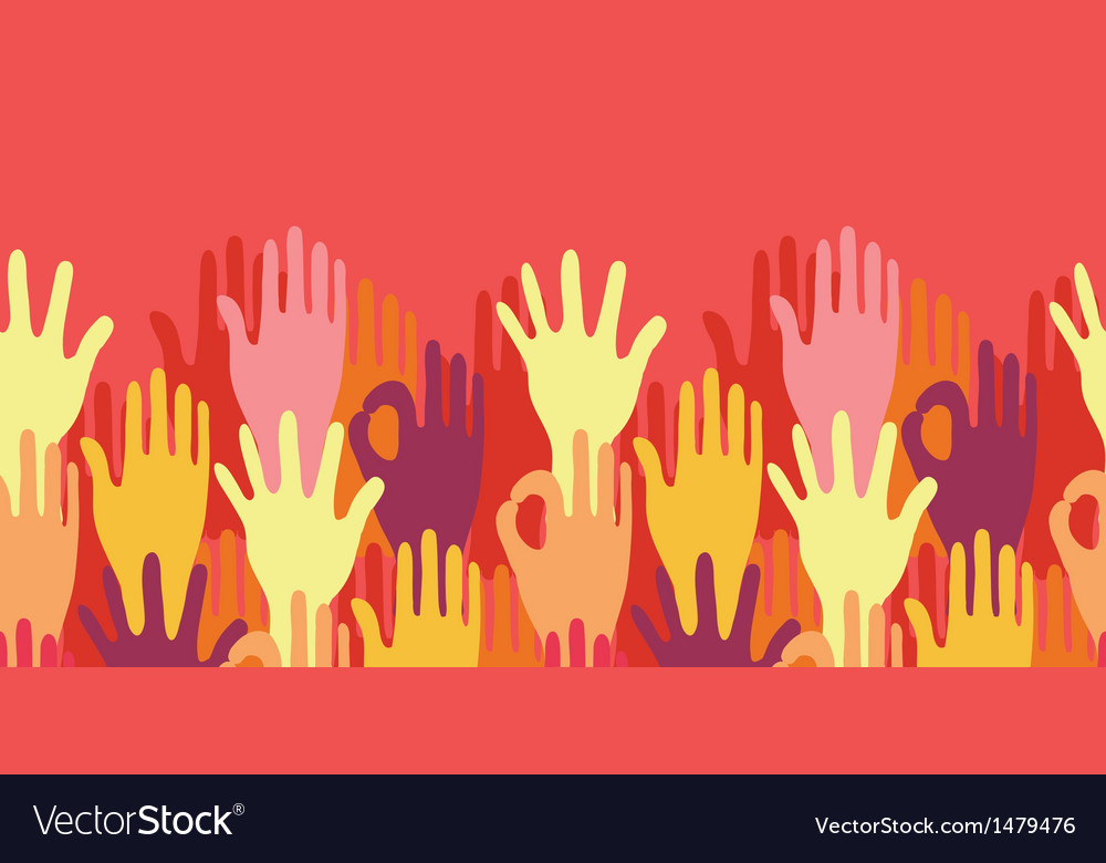 Hands in the crowd horizontal seamless pattern