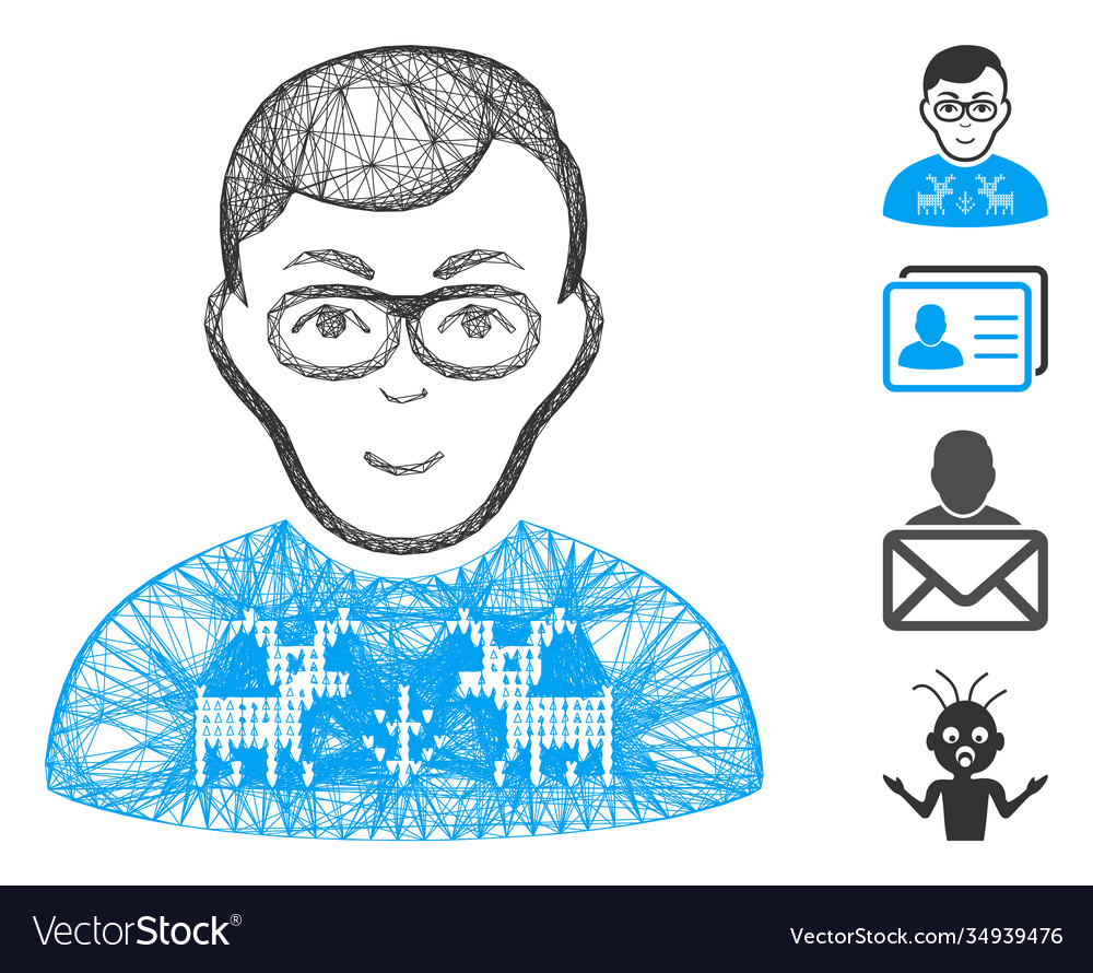 Linear nerd boy mesh Vector Image Linear nerd boy mesh